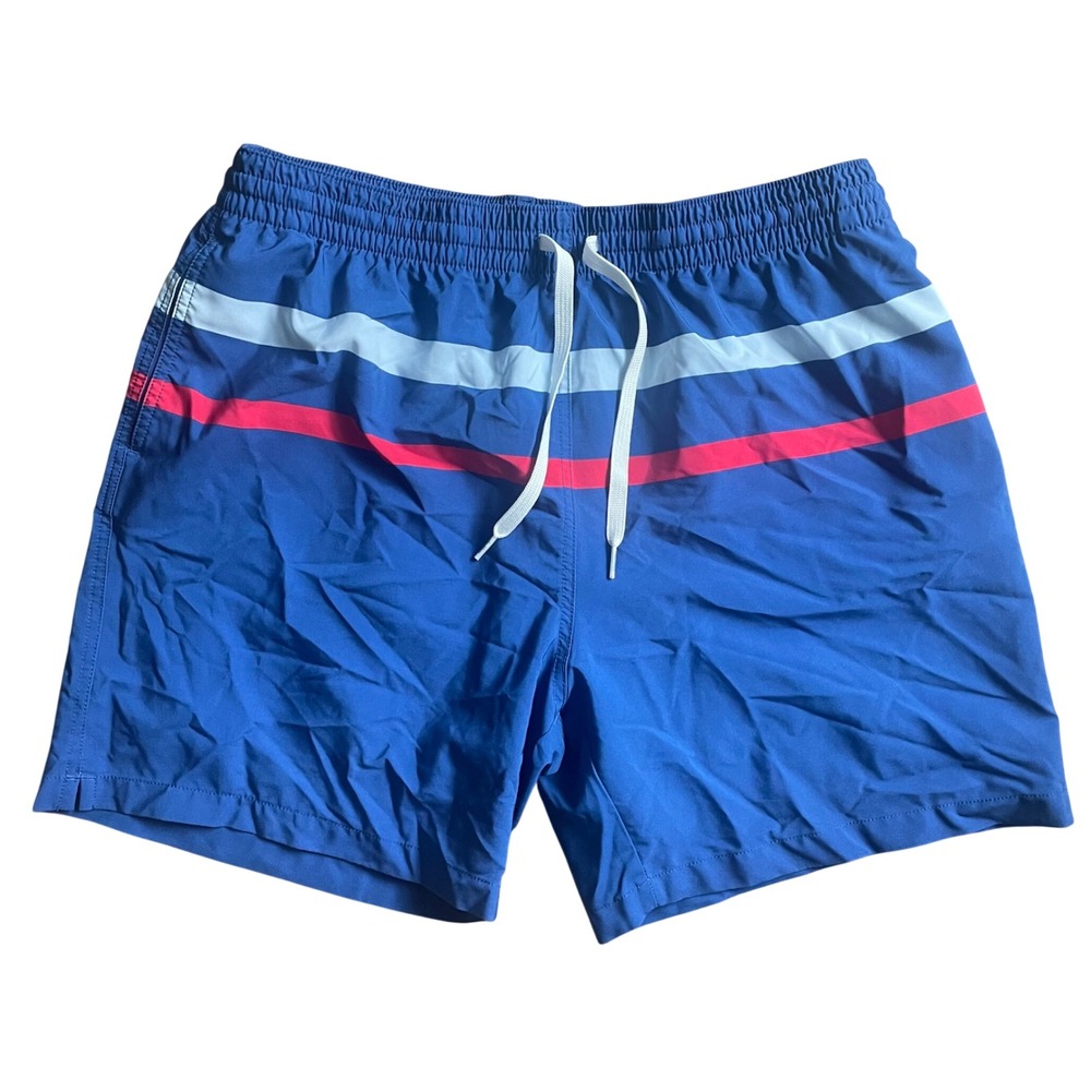Chubbies Mens XL Swim Trunks Blue Red White Striped 5.5" Inseam Mesh Lined
